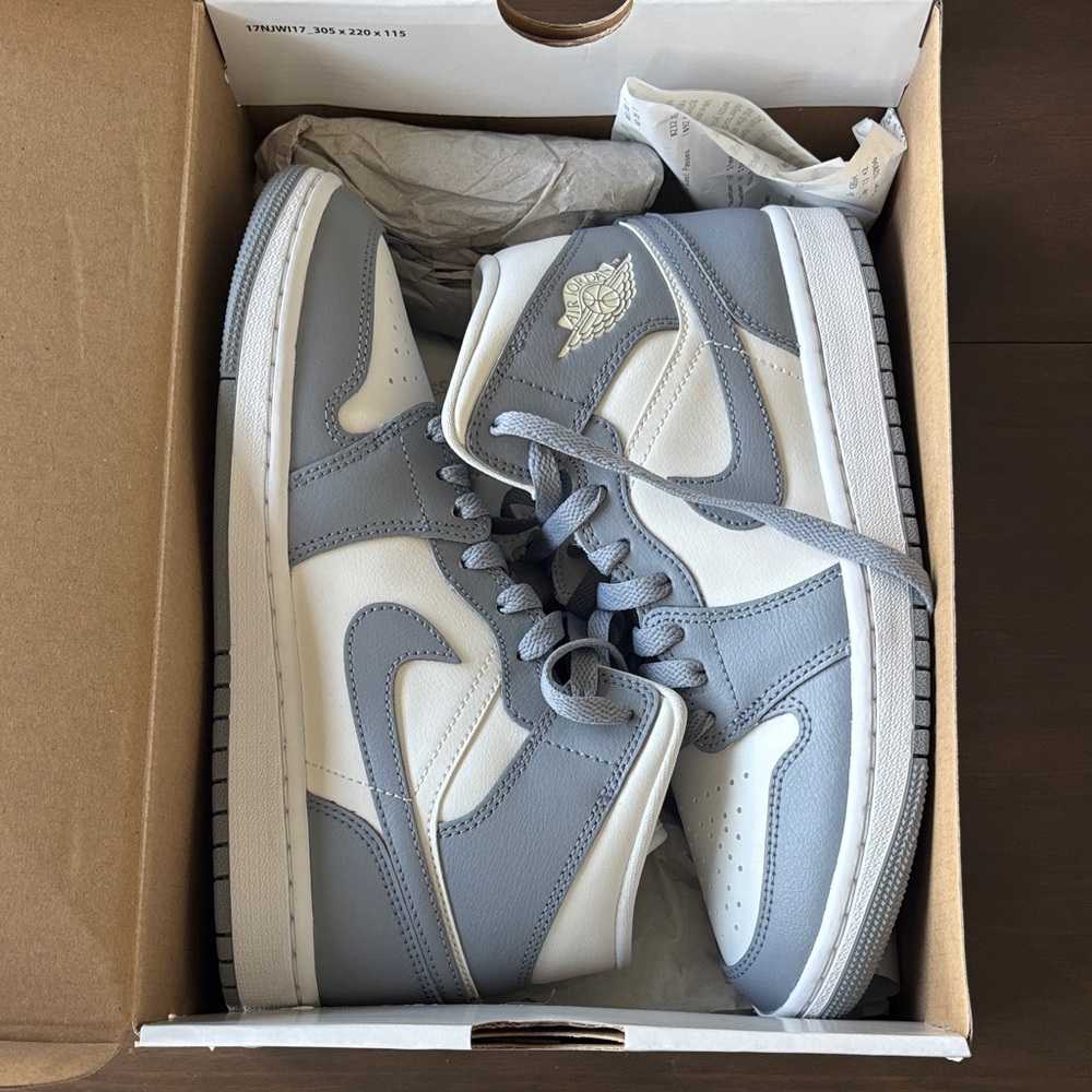 Jordan Air Mid Gray and White Sneakers